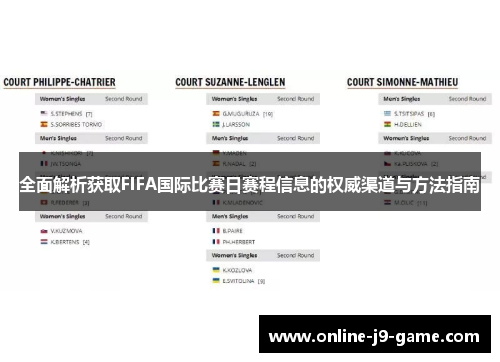 全面解析获取FIFA国际比赛日赛程信息的权威渠道与方法指南